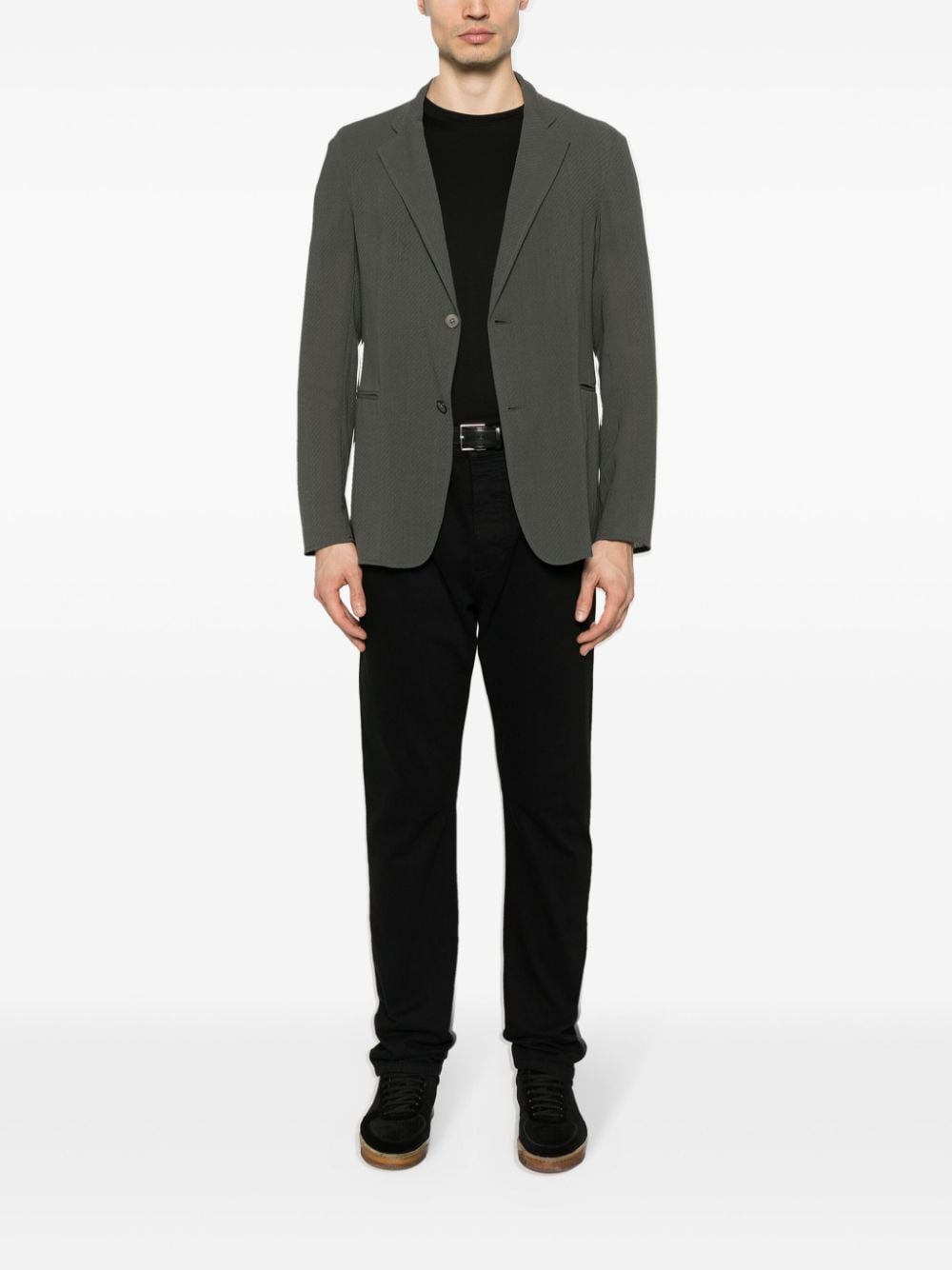 Emporio Armani textured single-breasted blazer - Grijs