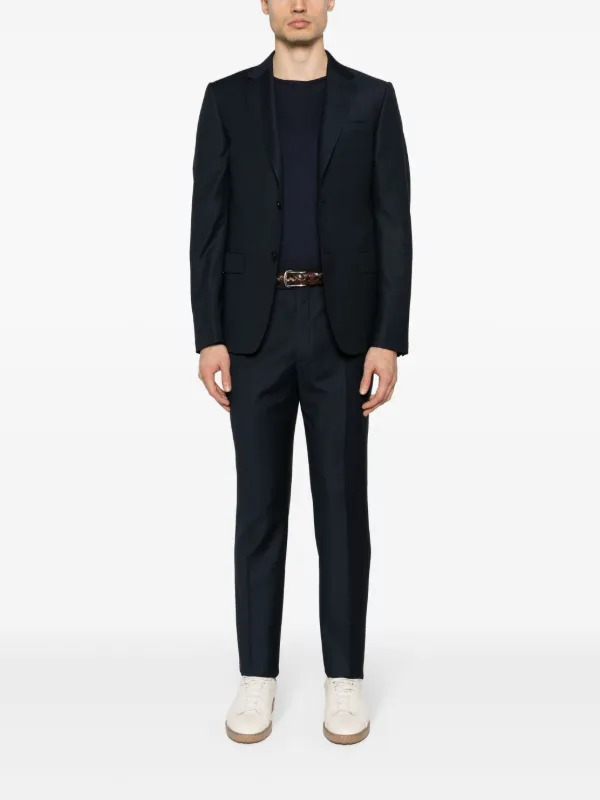 Zegna single-breasted Wool Suit | Blue | FARFETCH UK