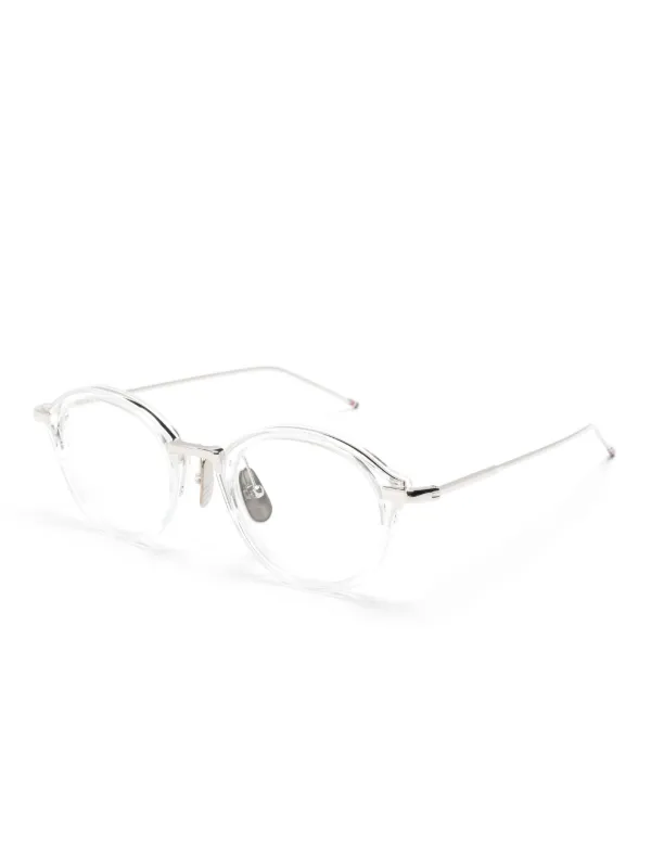 Thom Browne Eyewear Transparent round frame Glasses White FARFETCH UK