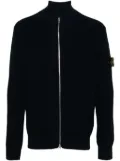Stone Island Compass-badge ribbed-knit cardigan - Blue
