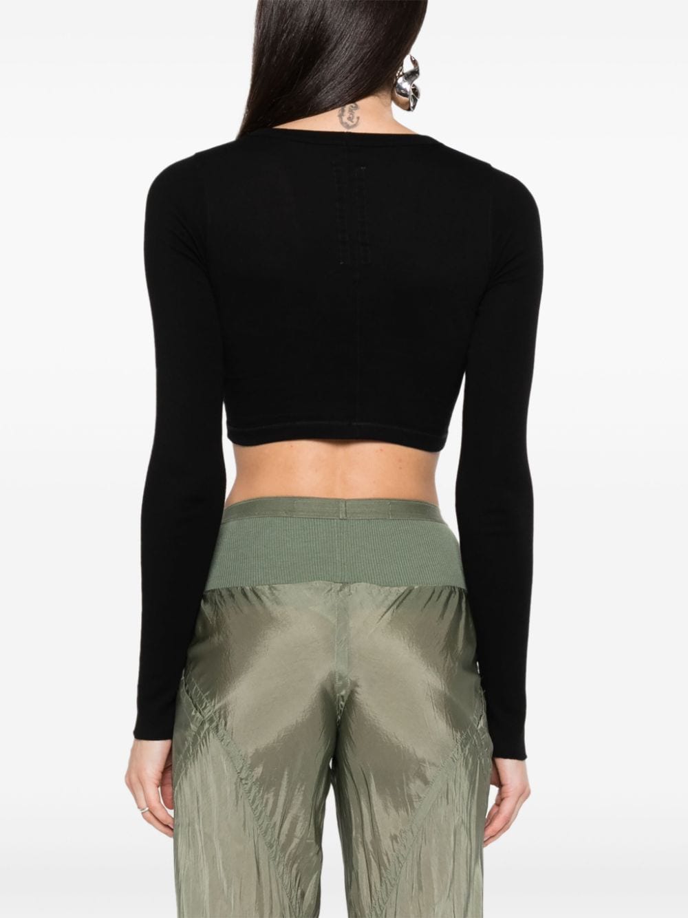 Shop Rick Owens Cropped Cotton T-shirt In Black