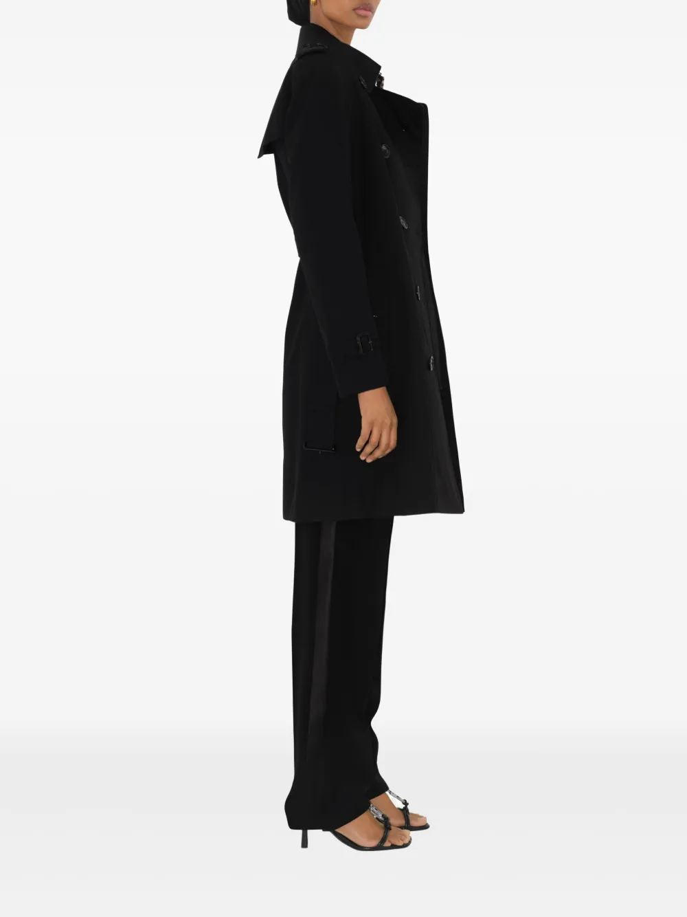 gabardine-weave trench coat