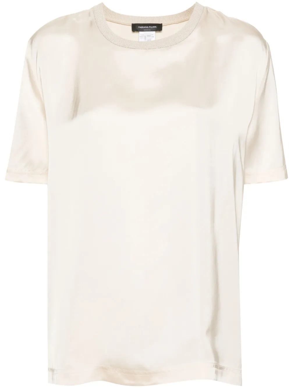 Fabiana Filippi Beaded-trim Crepe T-shirt In Neutrals