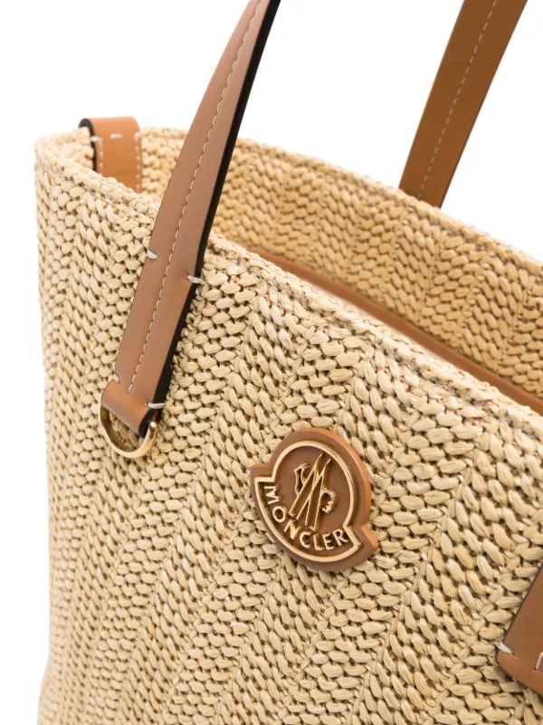 【関税&送料込】Moncler Raffia Small Hubba Shopping Bag Moncler Small Hubba Raffia Tote Bag | Neutrals | FARFETCH
