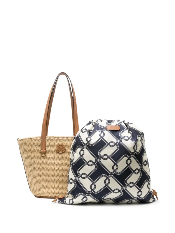 トートバッグ Moncler Raffia Small Hubba Shopping Bag Moncler Small Hubba Raffia Tote Bag | Neutrals | FARFETCH