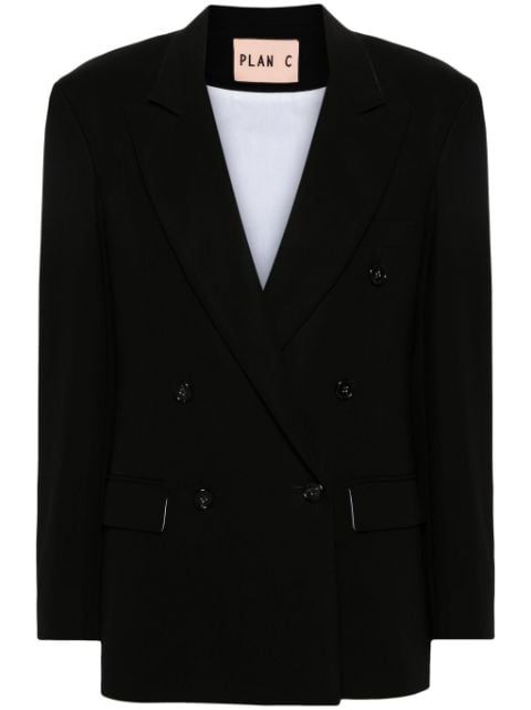 Plan C double-breasted cotton blazer