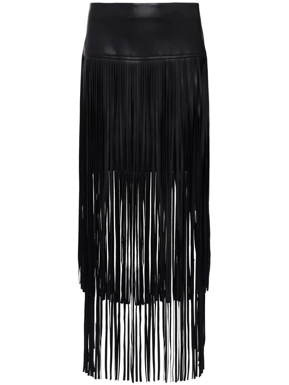 L Agence Karolina Faux Leather Fringe Skirt In Black