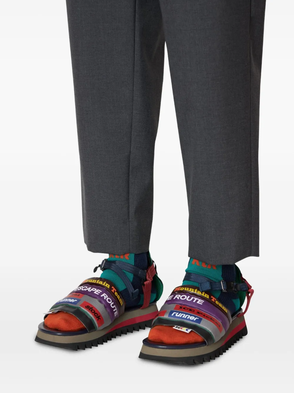 Kolor patchwork-panelled sandals Blue