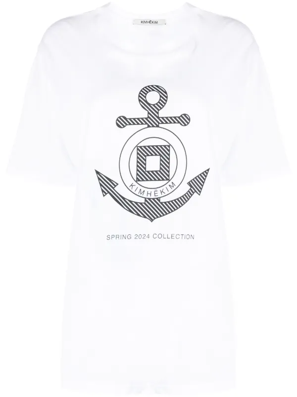 Kimhekim anchor-print Cotton T-shirt - Farfetch