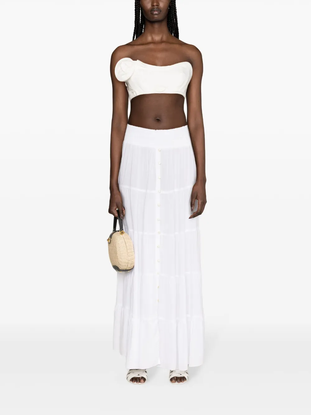 Shop Melissa Odabash Dee Tiered Maxi Skirt In White