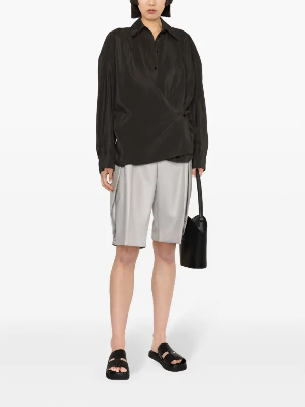 LEMAIRE シルクシャツ　ブラウン LEMAIRE スカーフディテール シルクシャツ | ブラウン | FARFETCH JP