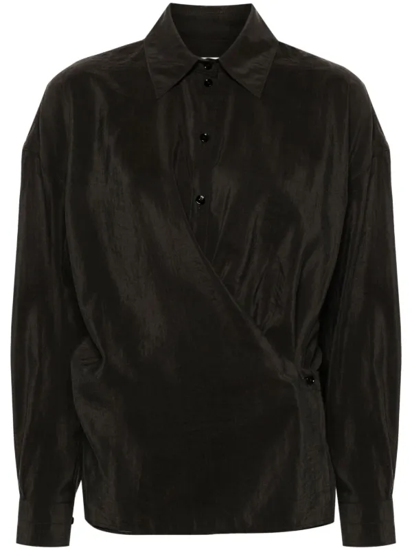 トップス LEMAIRE / STRAIGHT COLLAR TWISTED SHIRT Black Straight Collar Twisted Shirt | LEMAIRE