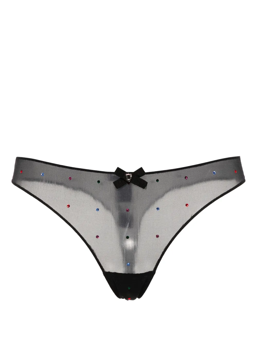 Dsquared2 Rhinestone-embellished Mesh Thong In Black