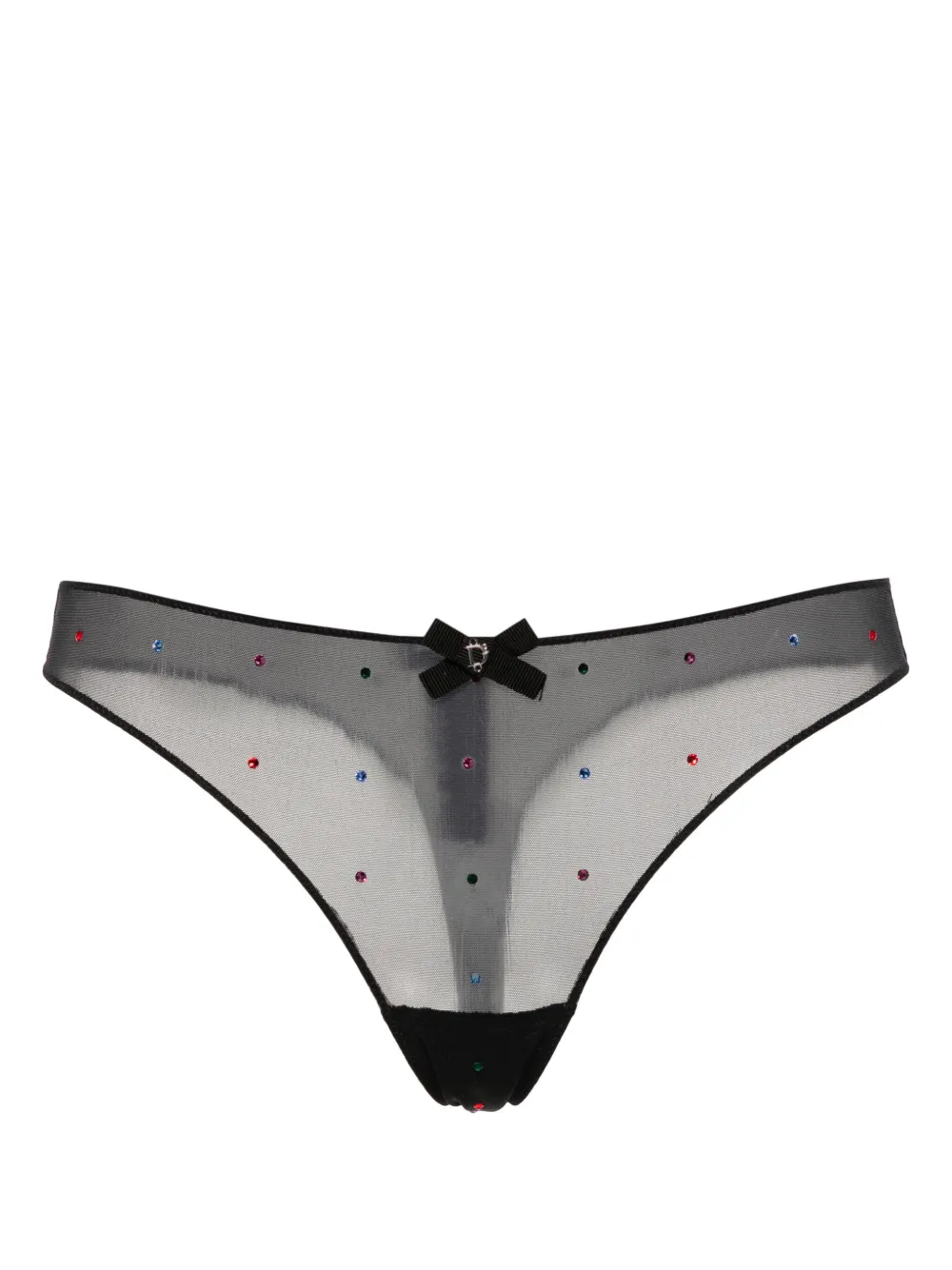 DSQUARED2 rhinestone-embellished mesh thong – Black