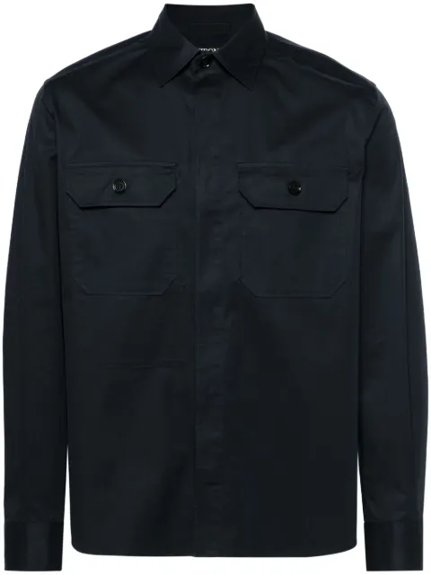 Zegna 斜纹布棉混纺衬衫