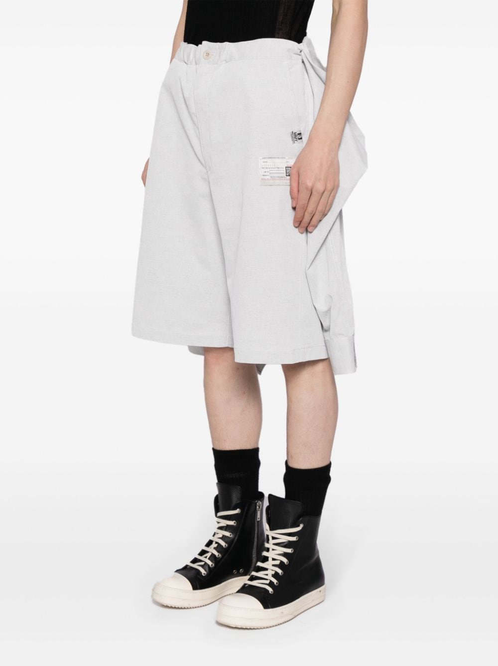 Shop Miharayasuhiro Deconstructed Combo Cotton Shorts In Grey