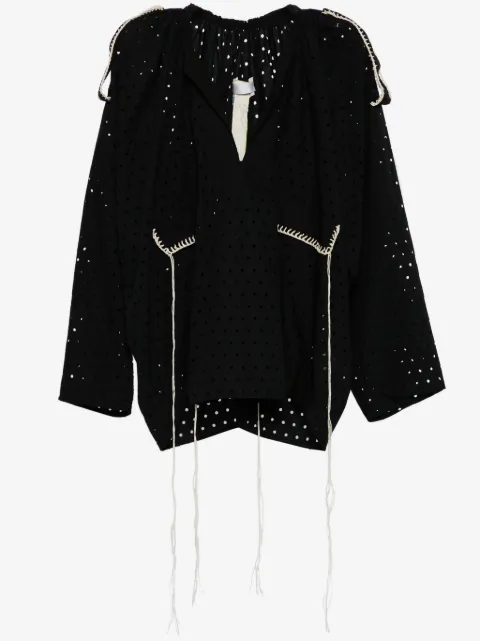 LITKOVSKA perforated thread-detail cotton blouse