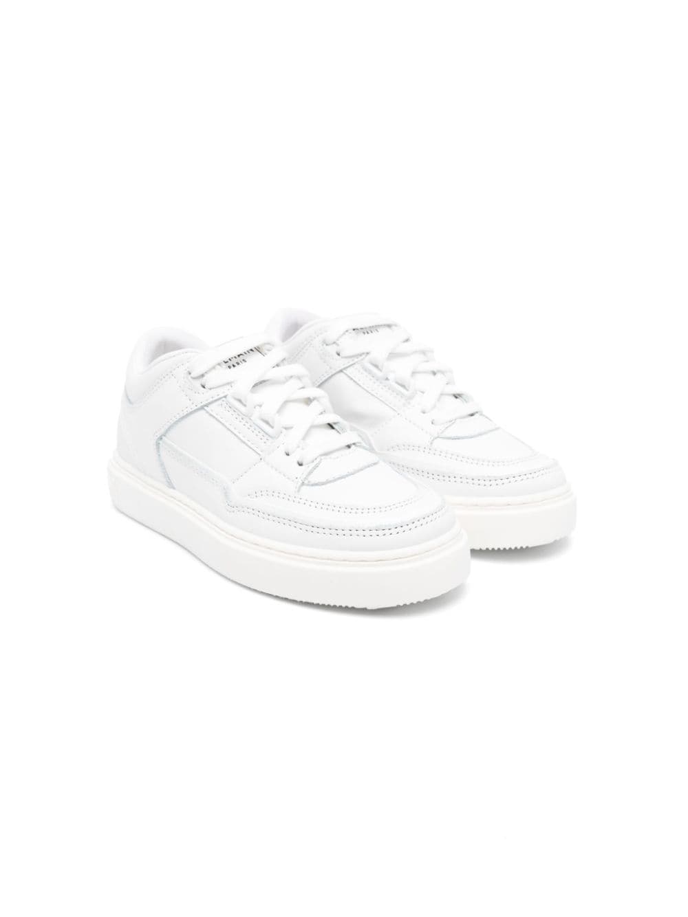 Balmain Kids' B-court Leather Sneakers In White