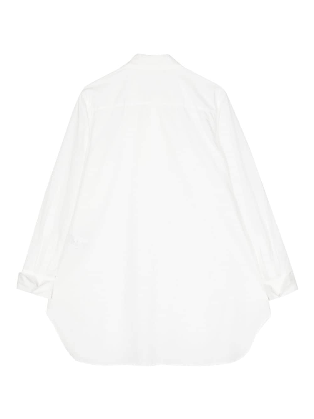 Shop Yohji Yamamoto Pussy-bow Cotton Shirt In White