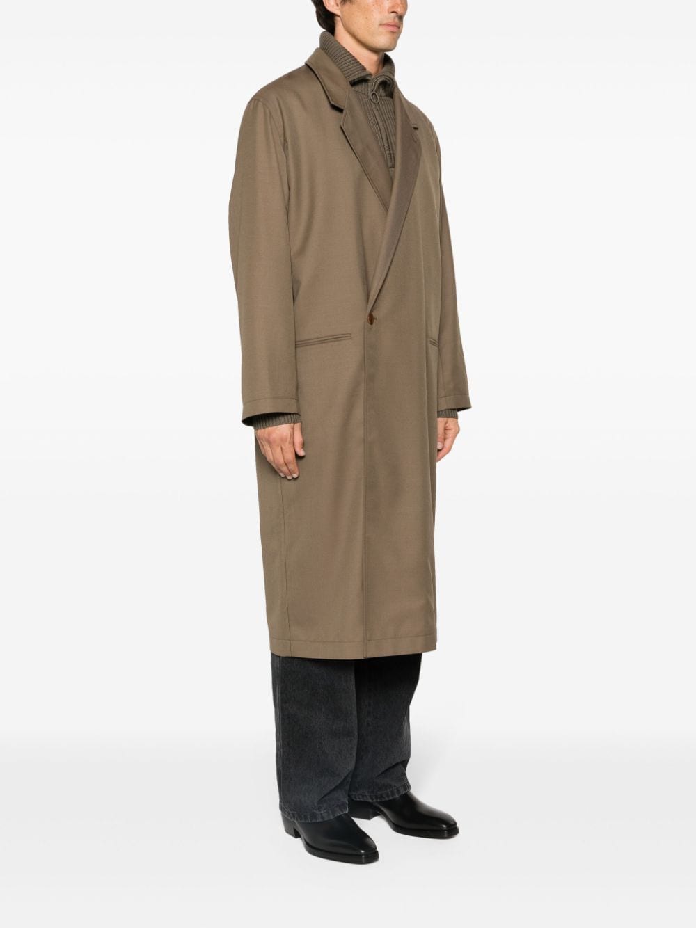 Shop Lemaire Asymmetric Twill Coat In Brown