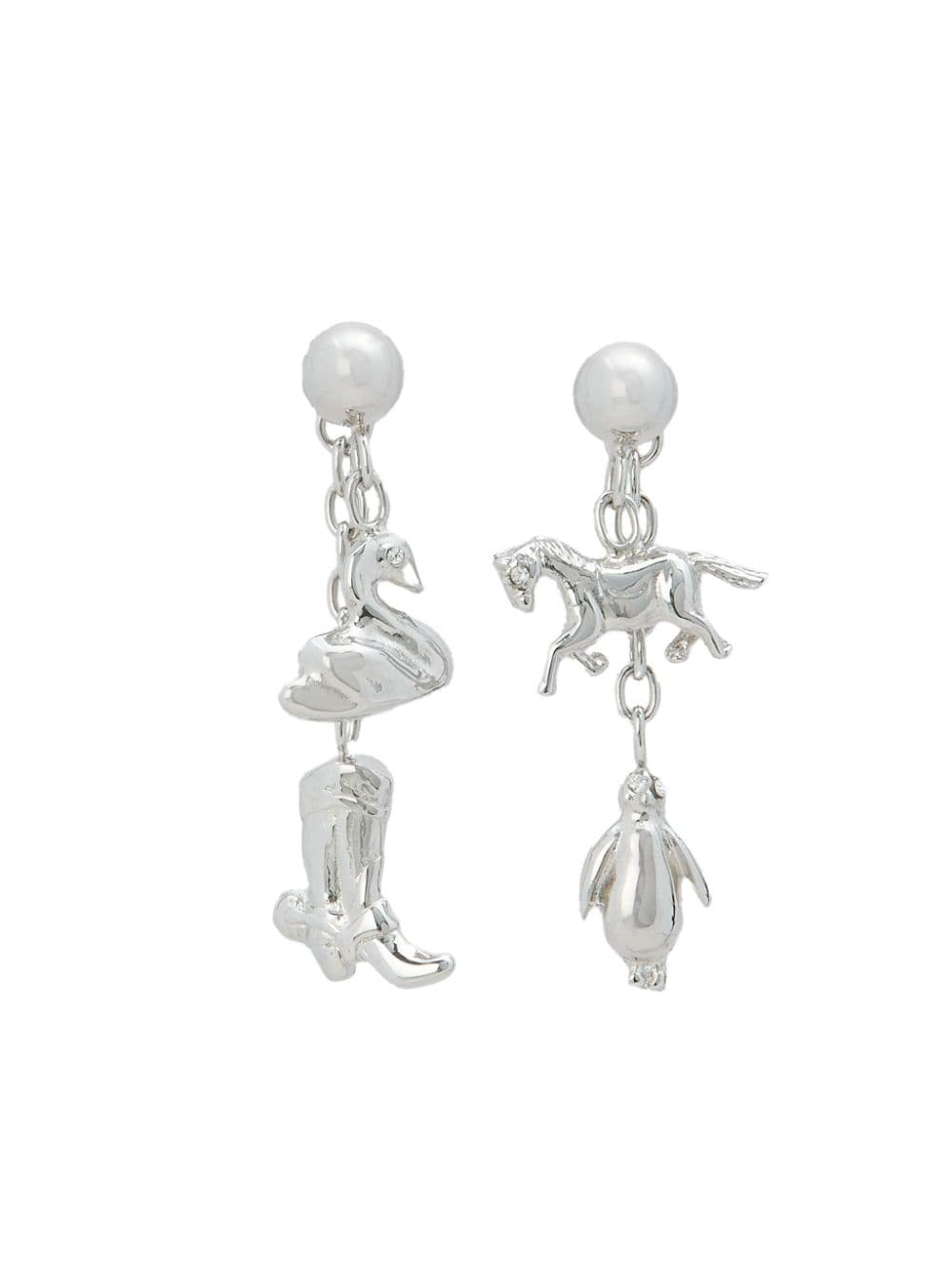 Marni swan and boot single earring - Silver