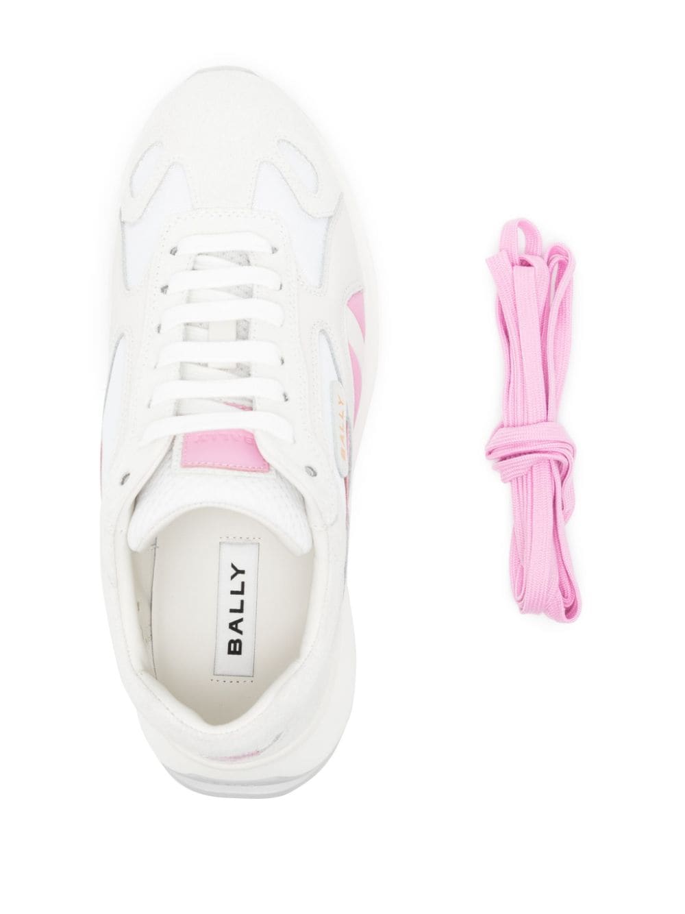 Shop Bally Contrast-panel Leather Sneakers In White