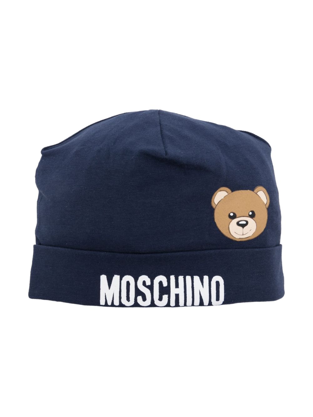 Moschino Babies' Teddy Bear-print Jersey Beanie In 蓝色