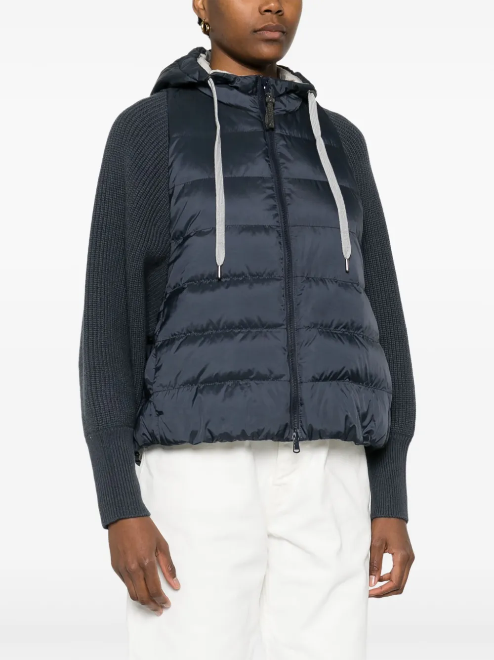 Shop Brunello Cucinelli Panelled Puffer Jacket In Blue