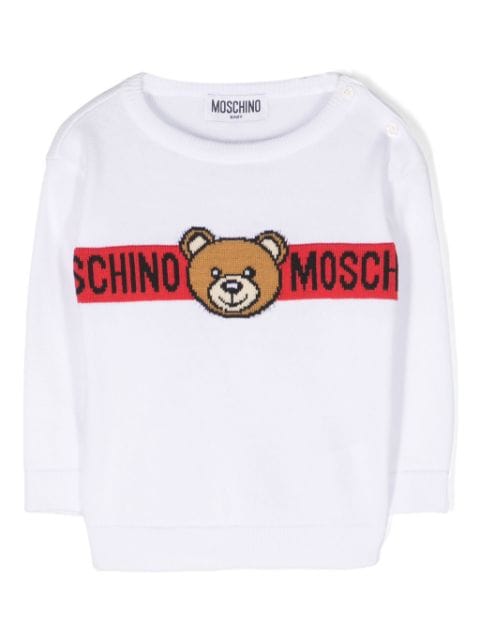 Moschino Kids Teddy Bear intarsia-knit jumper
