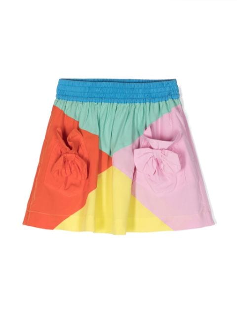 Stella McCartney Kids bow-detailing colour-block skirt