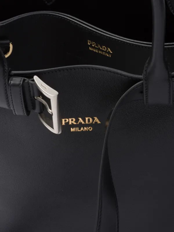 Prada Large Buckle Tote Bag | Black | FARFETCH