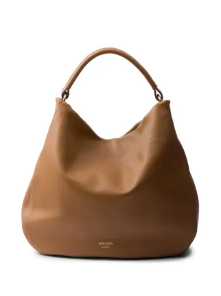 PRADA プラダ ブラウンレザー フラップ式ショルダーバッグ BR2758 キャメル チャーム付 プラダ ソフトサウンド スモール レザー