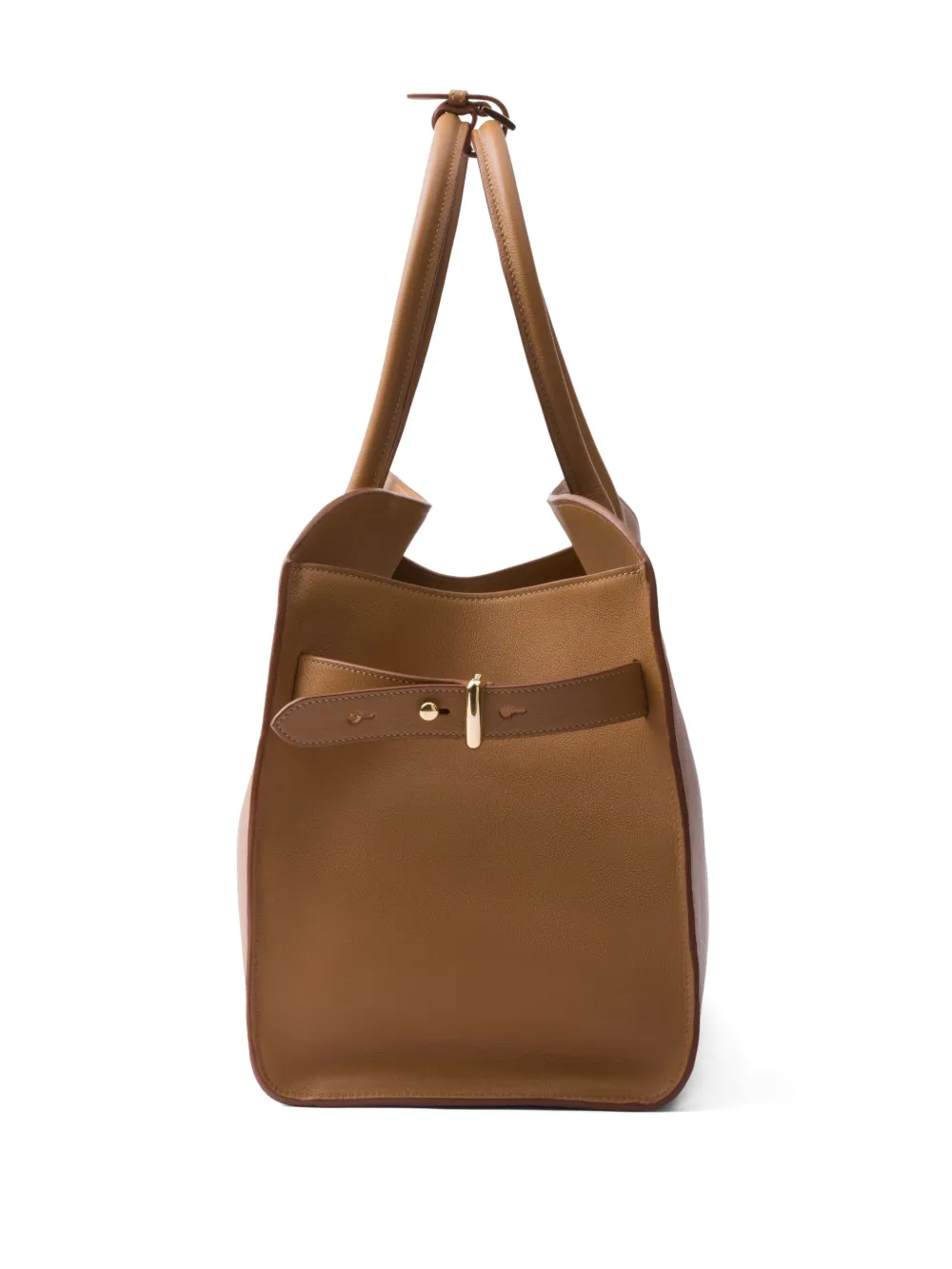 Shop Prada Large Leather Tote Bag In Brown