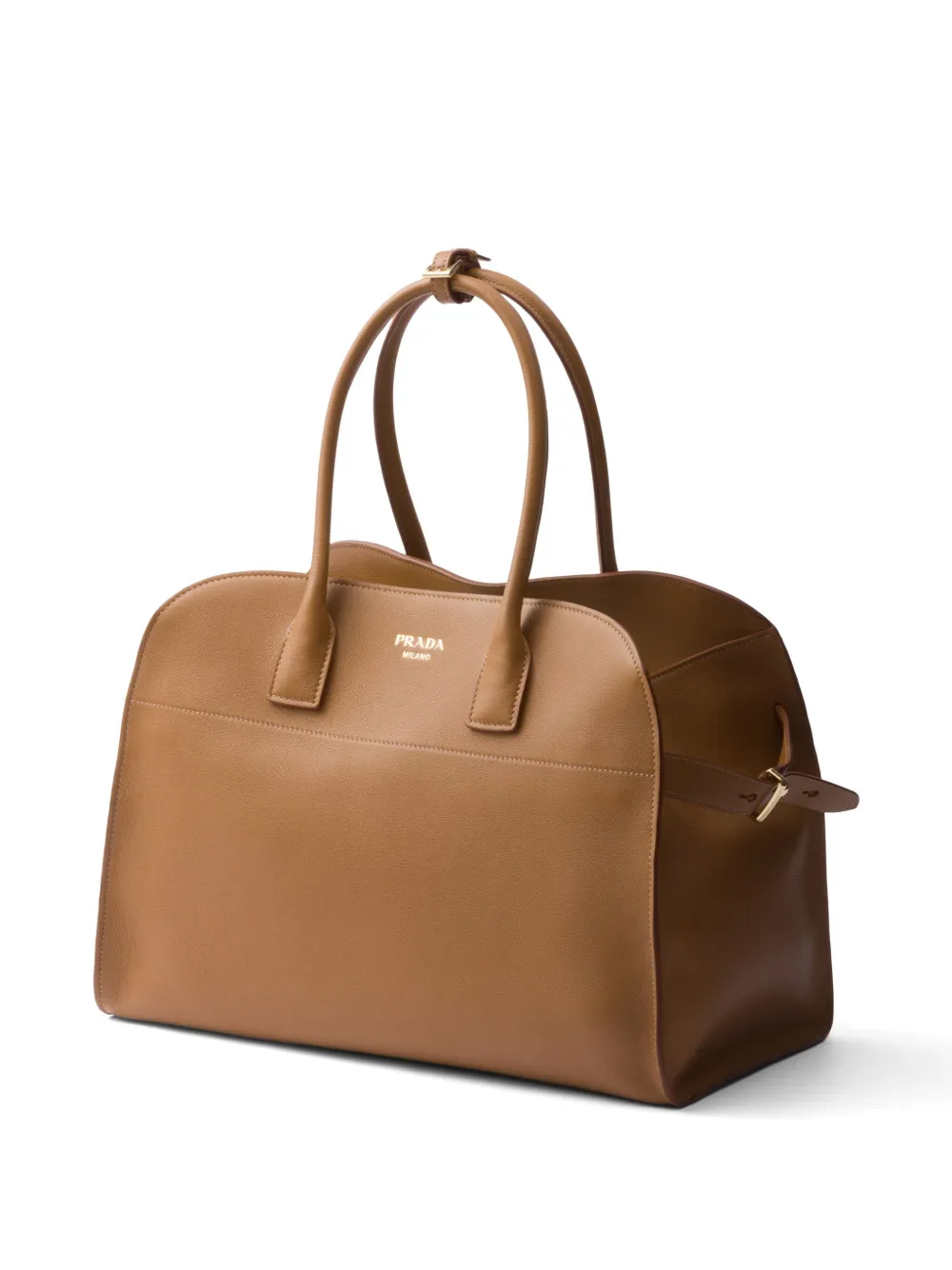 Shop Prada Large Leather Tote Bag In Brown