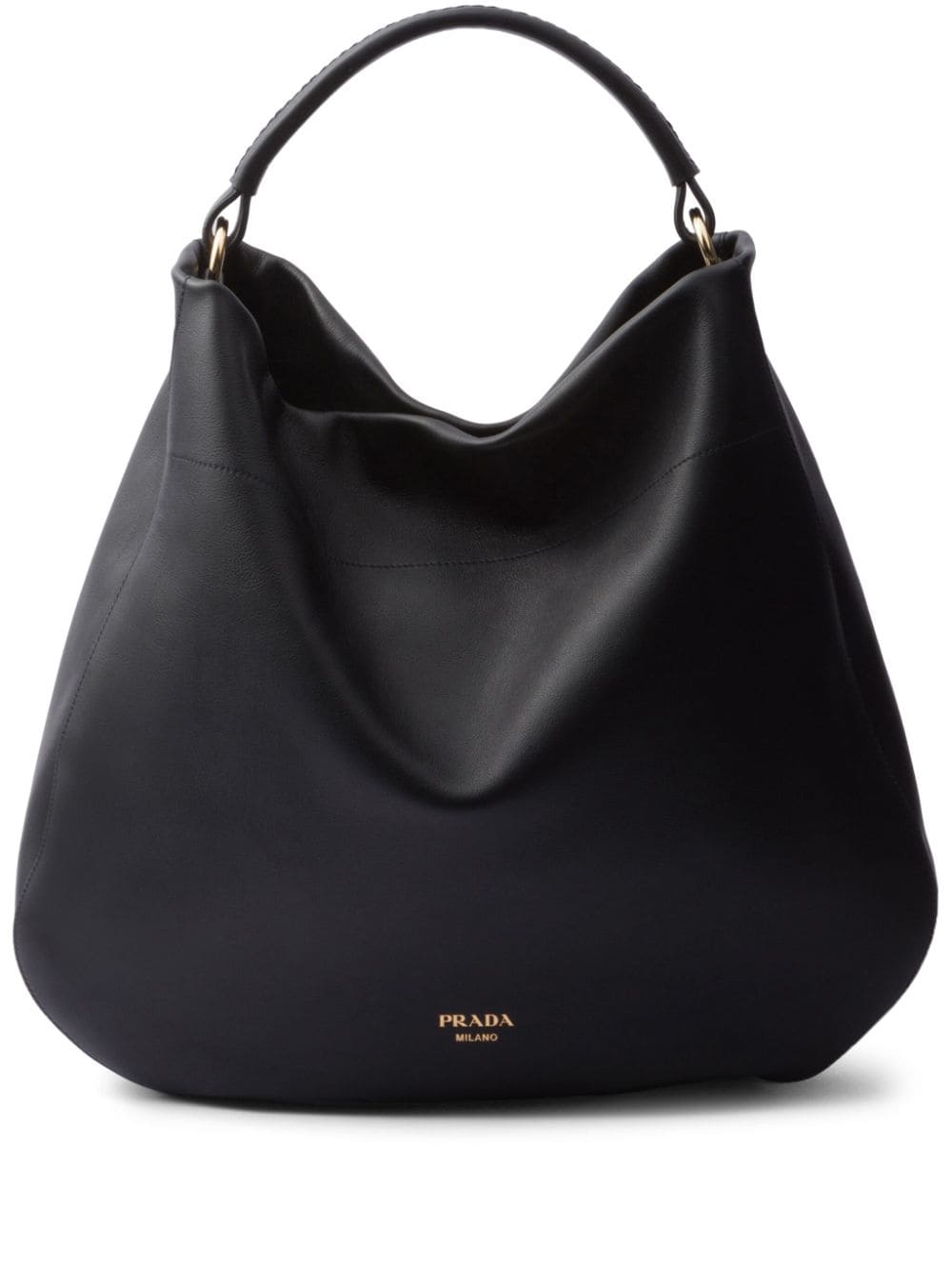 Shop Prada Large Leather Shoulder Bag In Black