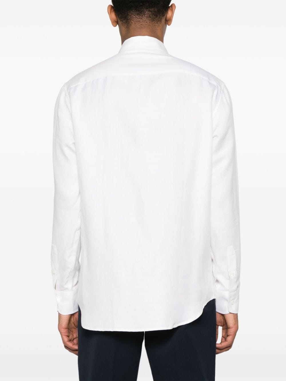 Shop Brioni Spread-collar Twill-weave Shirt In Weiss