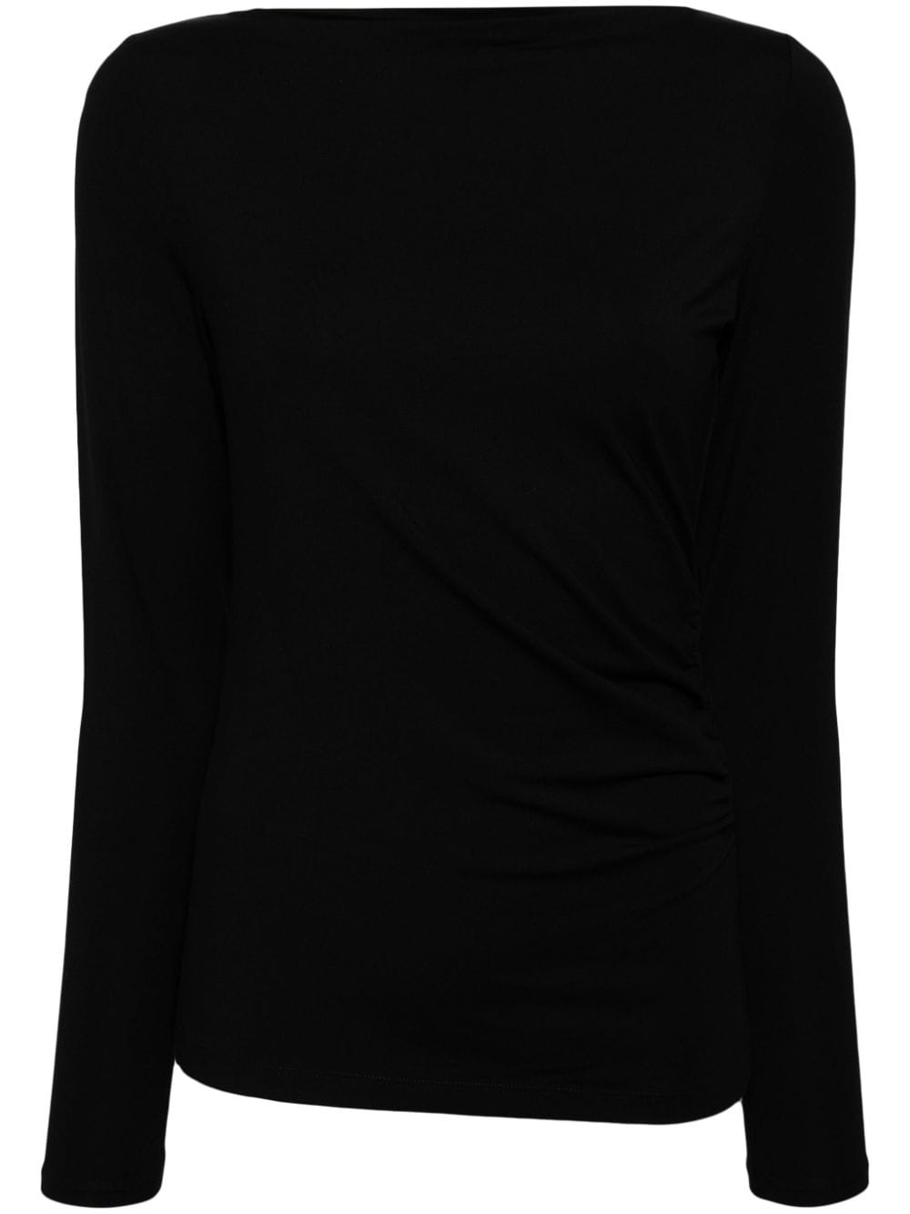 Shop Vince Ruched Long-sleeve Top In Black