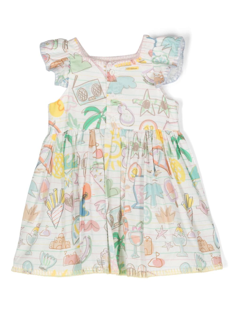 Shop Stella Mccartney Summer Doodles Cotton Dress In White