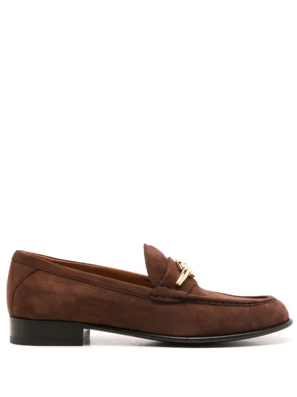 Valentino Garavani VLogo Signature Suede Loafers Brown