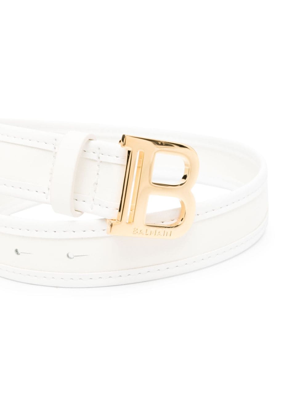Shop Balmain B-buckle Leather Belt In White