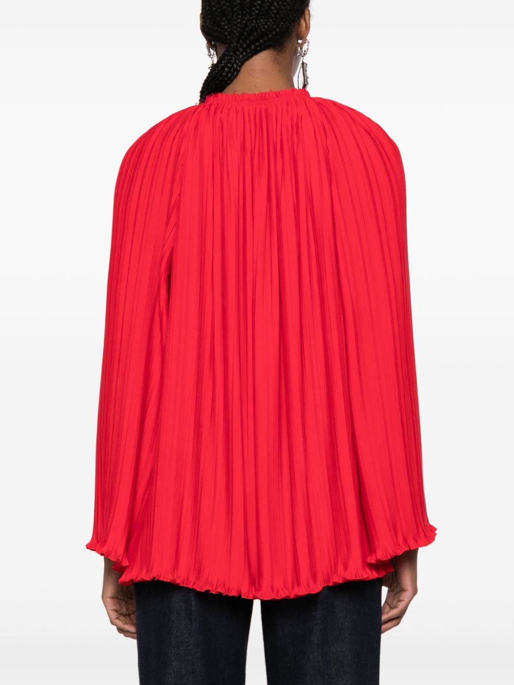 Shop Lanvin Gathered Plissé Blouse In Red