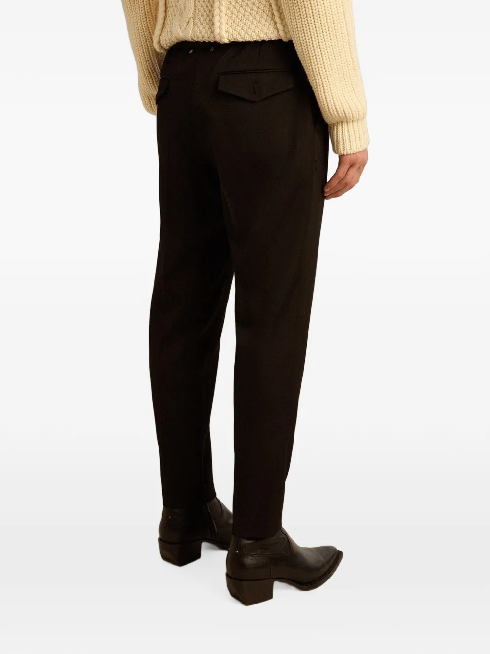 Golden Goose Logo-plaque Virgin Wool Trousers in Black, view 4
