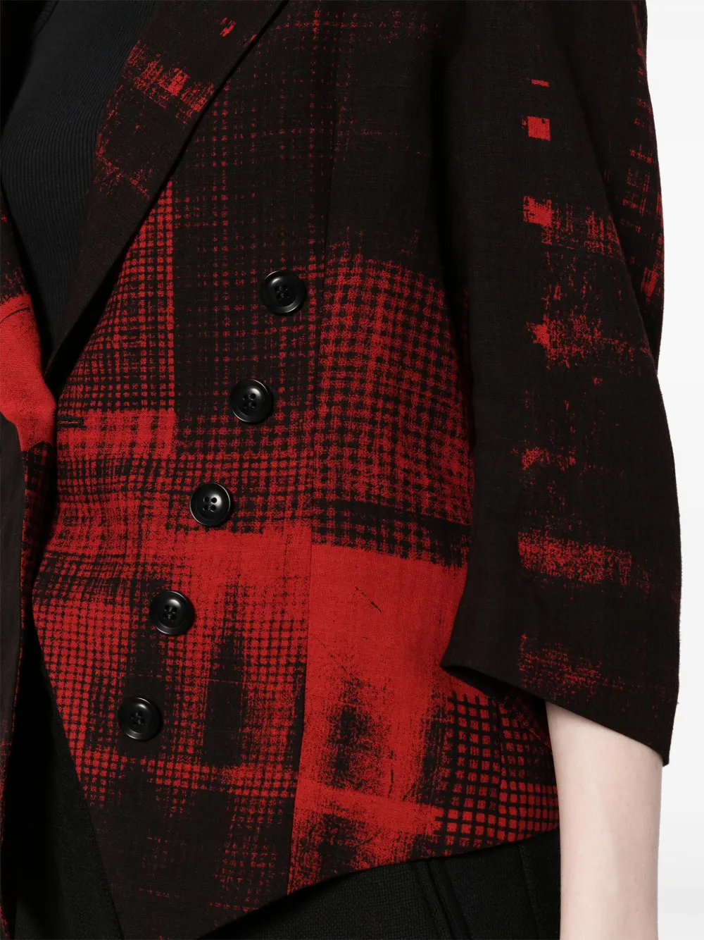 Y's Copied Check-print Blazer In Red