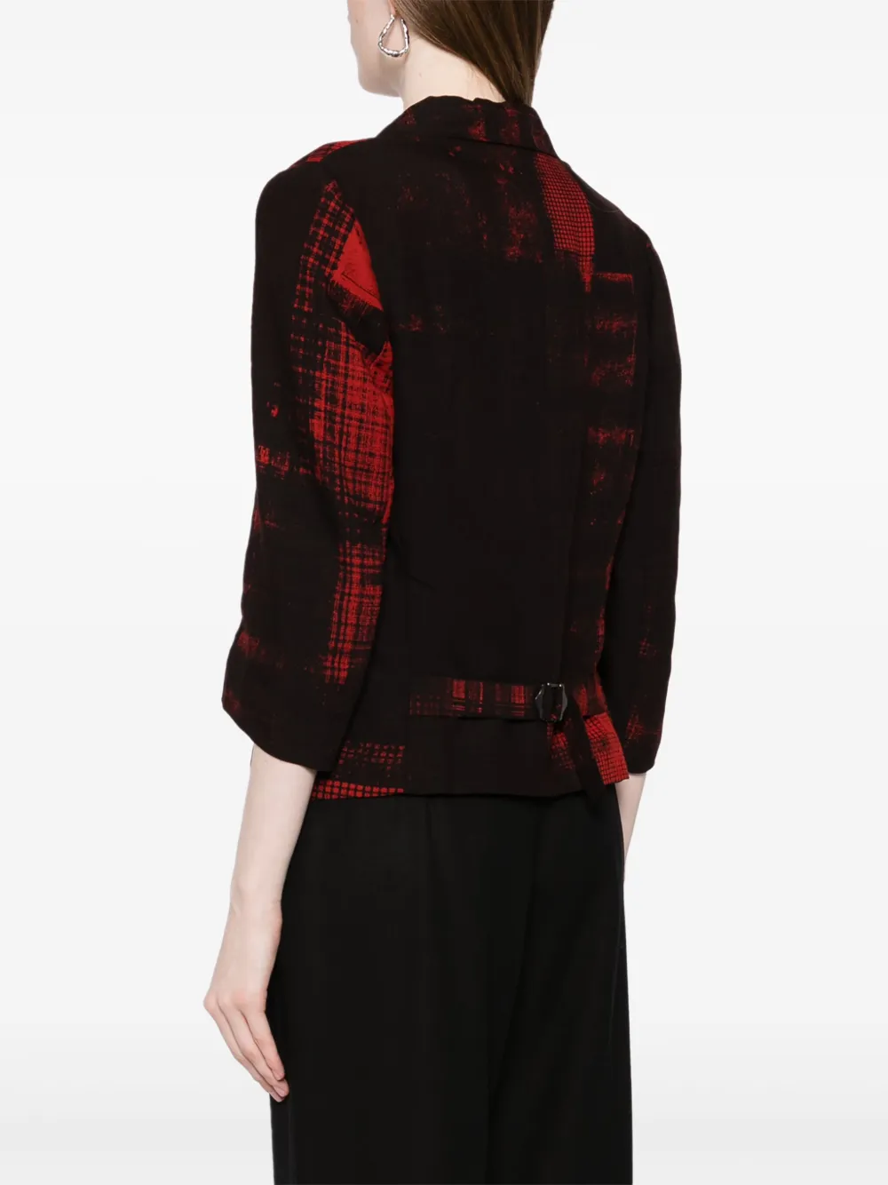 Y's Copied Check-print Blazer In Red