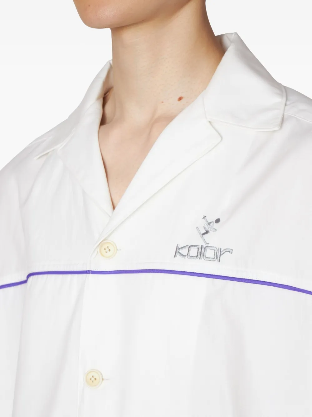 Kolor Overhemd met borduurwerk en korte mouwen Wit