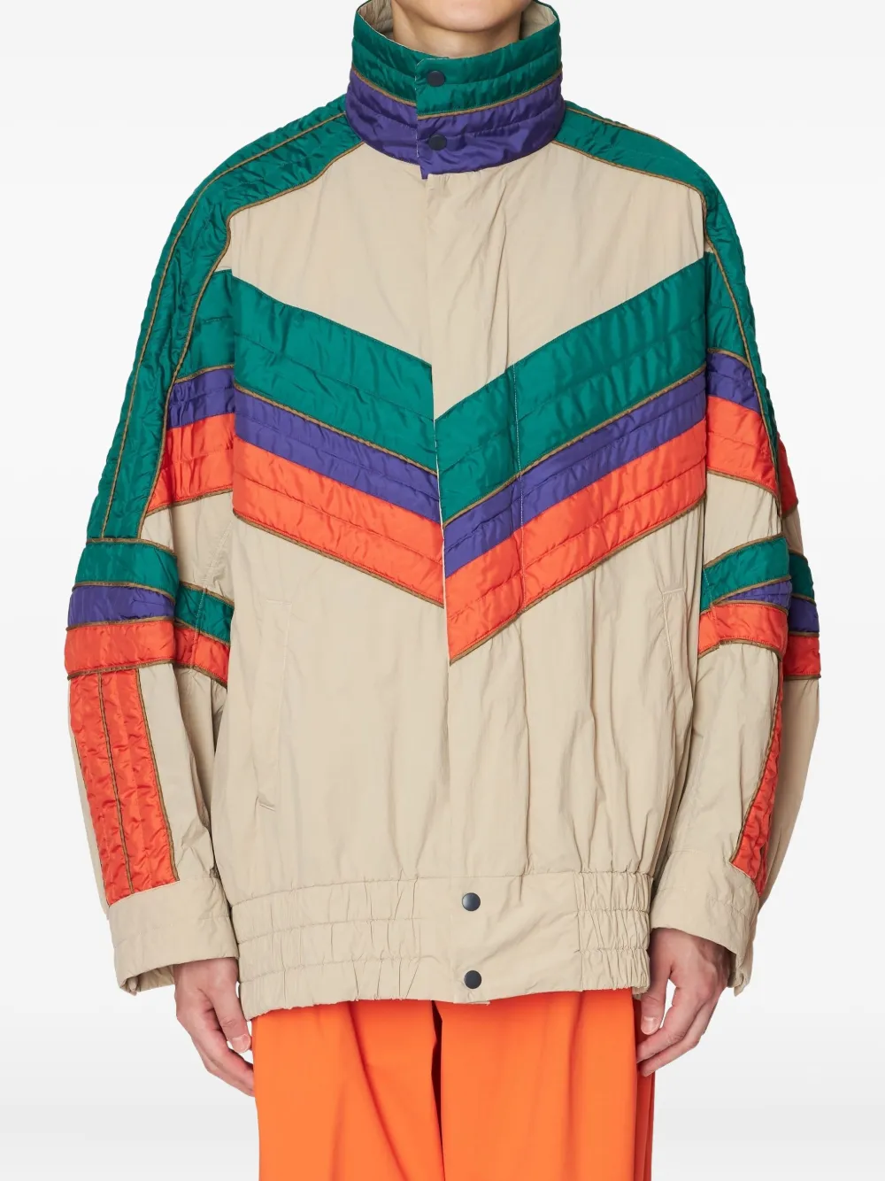 Kolor Gewatteerde jas met chevron vlak Beige