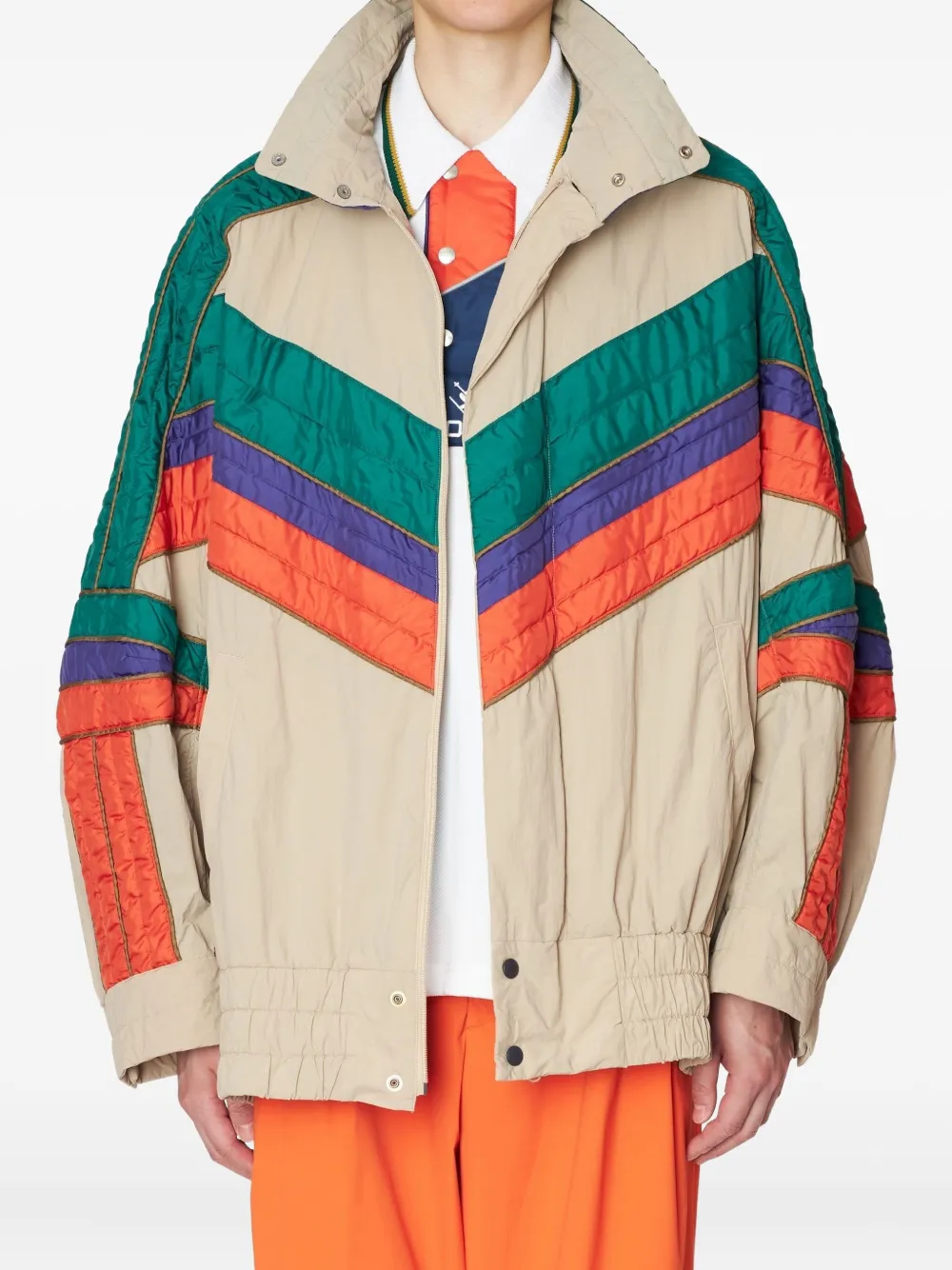 Kolor Gewatteerde jas met chevron vlak Beige
