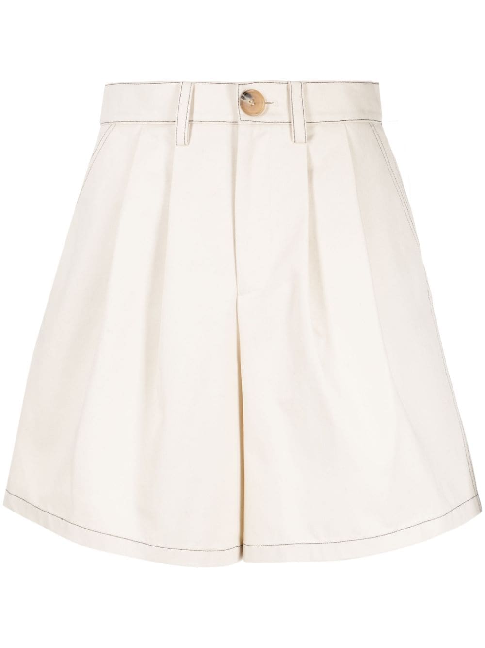 Kimhēkim Contrast-stitching Wide-leg Cotton Shorts In White