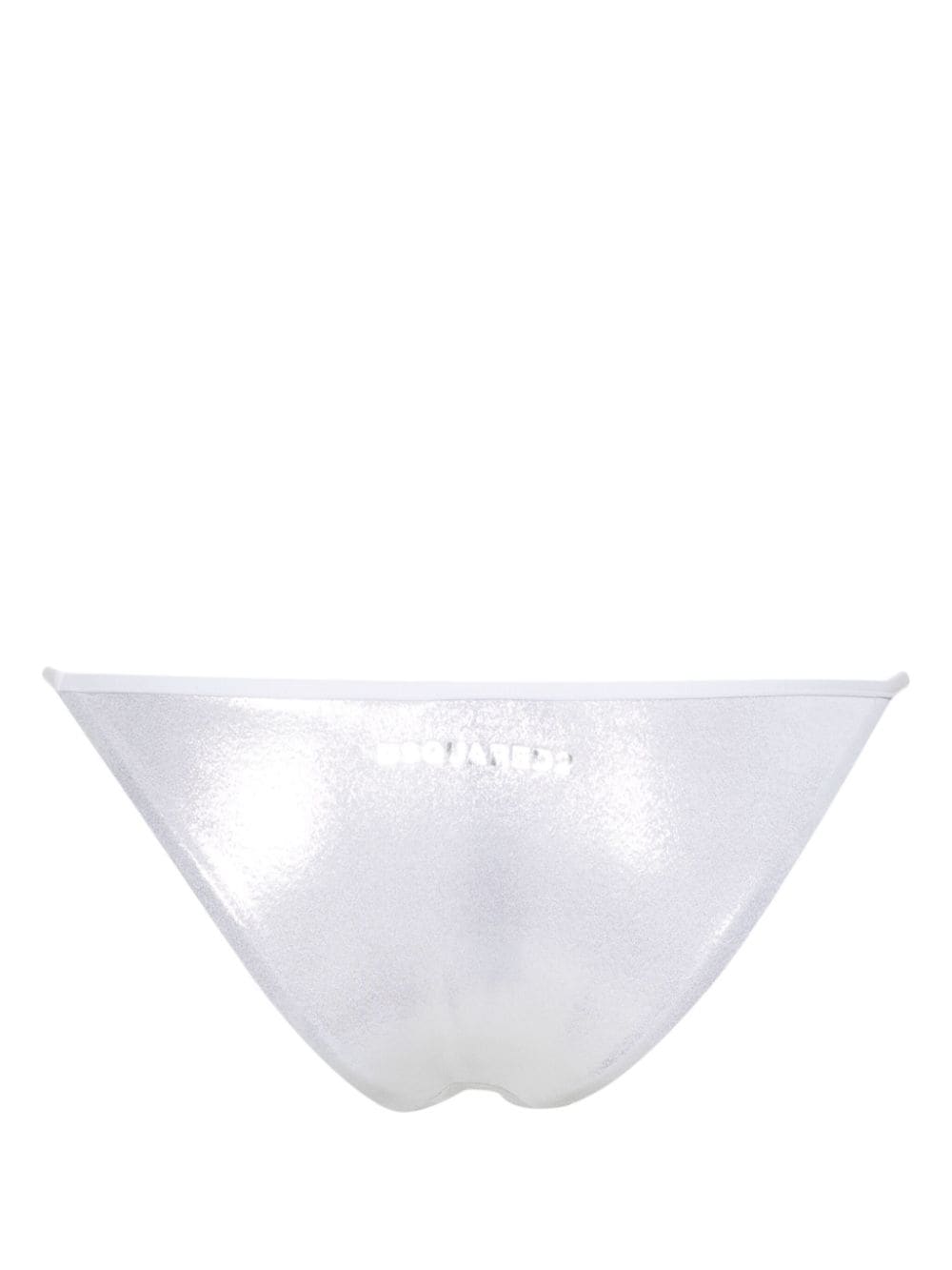 Shop Dsquared2 High-cut Metallic Bikini Bottoms In Silver