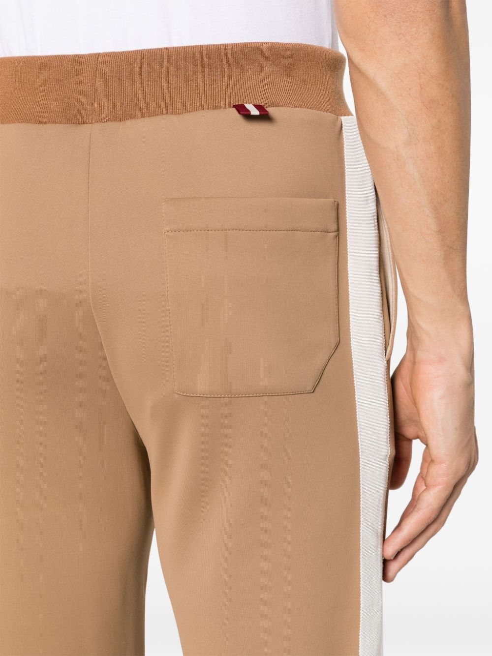 Shop Bally Side-stripe Jersey Track Pants In Brown